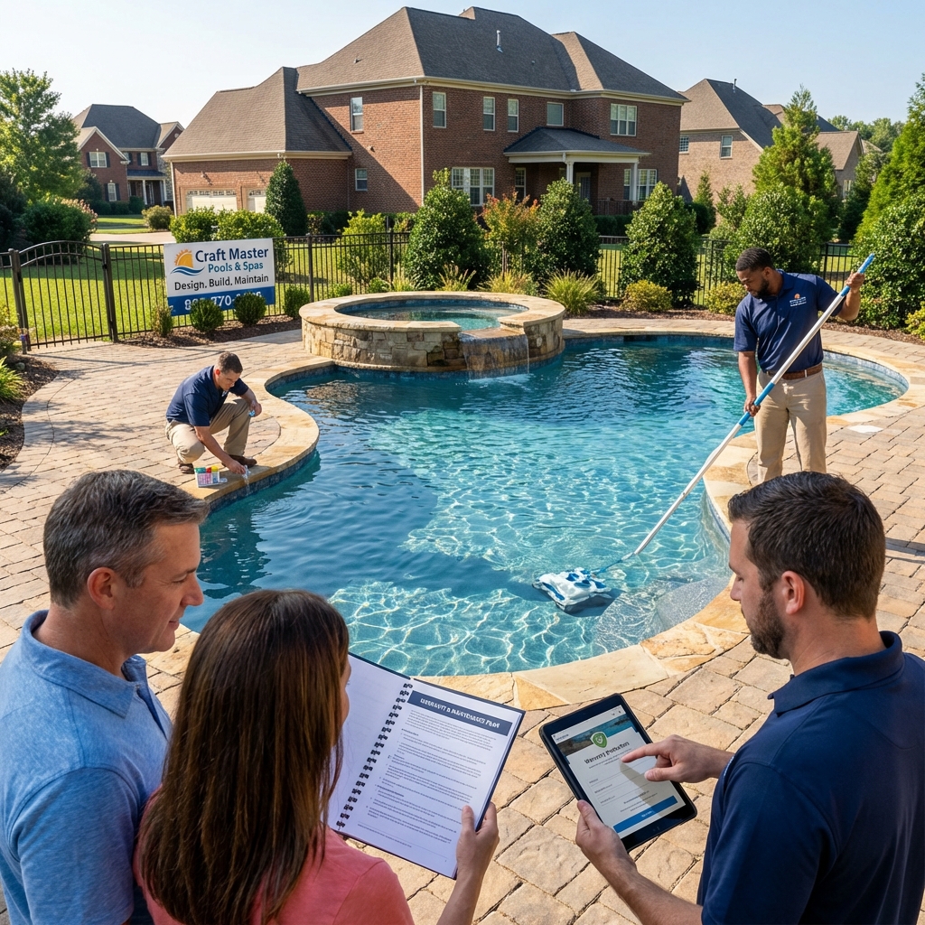 Luxury pool renovation with modern water features and updated stone coping