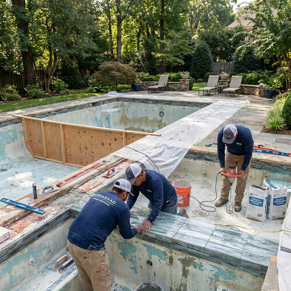 Luxury pool and spa integration with premium hardscaping